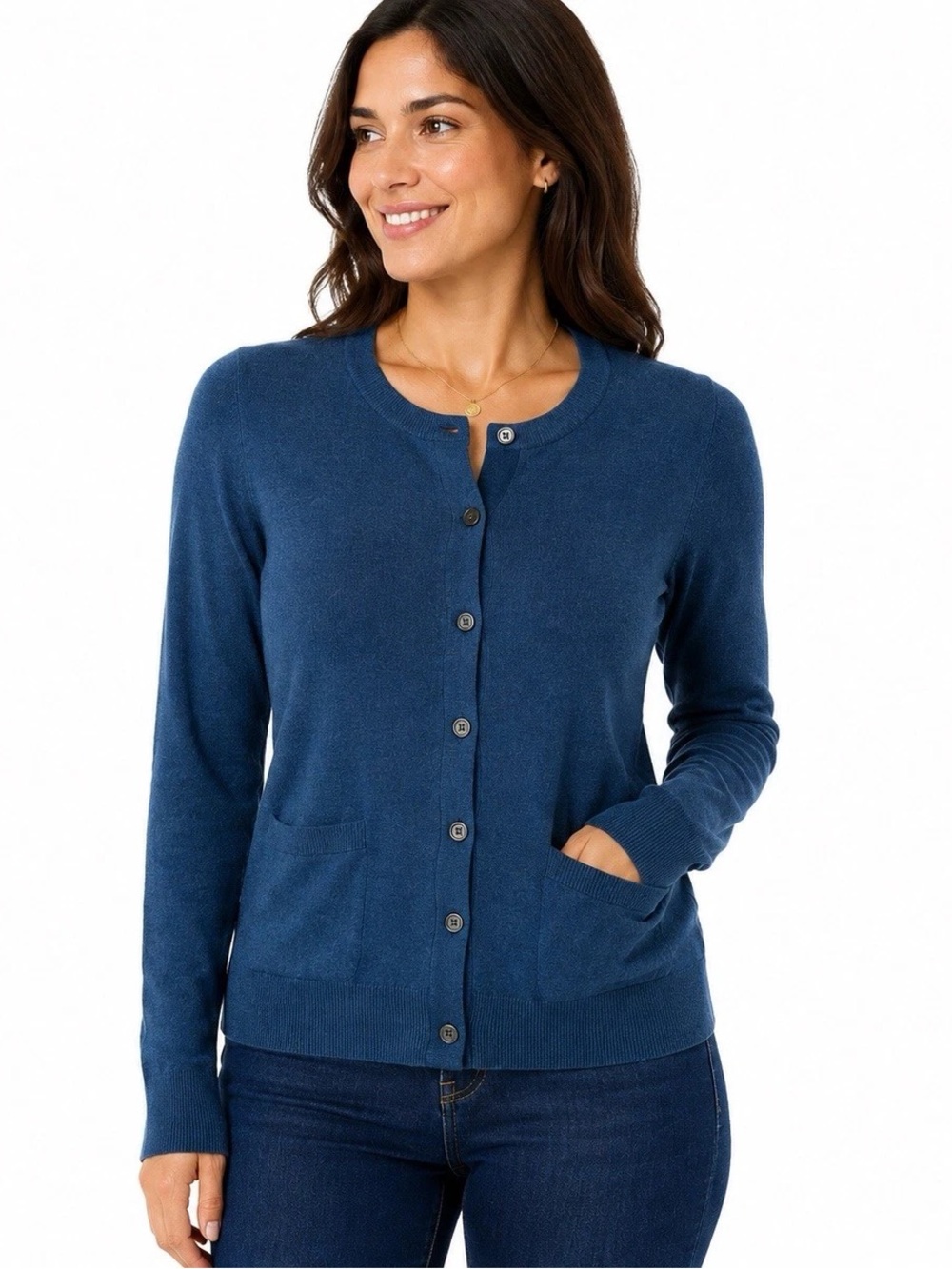 Banana Republic Extra Fine Merino Wool Cardigan Sweater Blue Teal Medium
